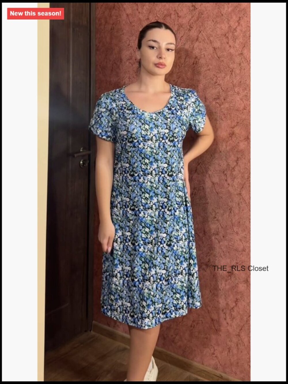 Polyester Spandex A-Line Mini Dress with Pockets V-Neck Short Sleeve - Picture 7 of 7